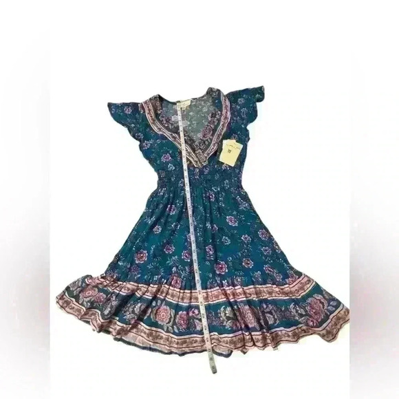 Bebop Womens size XXS Flounce Hem Flutter Sleeve Short V neck Dress 🌸 new - Picture 10 of 15